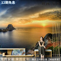 Simple beautiful sea view sunrise sunset landscape wallpaper living room TV background wallpaper seamless custom mural wall cloth