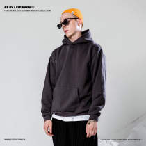 FORTHEWIN 19 new autumn and winter plus velvet off shoulder hooded sweater CANDY color loose pullover sweater jacket men