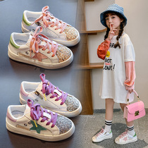 next sara childrens board shoes 2021 spring new Korean version of Girls sequins casual shoes breathable soft soles student shoes