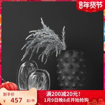 Namo simple new Chinese black ceramic abstract sea cucumber flower transparent handmade crystal glass ornaments decoration