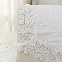 White lace sofa backrest towel Four seasons universal triangle towel fabric combination living room pure cotton full cover cloth sofa towel