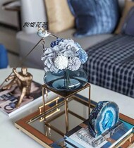 Light luxury blue floral port style post-modern model house sales office desktop decoration flower tray figure soft decoration