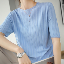 Han edition loose short sleeve T-shirt summer lazy wind half sleeved gas tops round collar knitted shirt thin