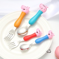 Childrens spoon creative cute anti-hot long handle Korean personality children toddler spoon small home eating scoop soup