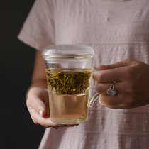 Day-style hammered glass tea cup thickened heat resistant office cup with lid filter tea cup mark cup with hand cup