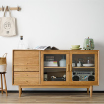Simple modern solid wood sideboard Nordic small apartment living room TV cabinet closet porch cabinet log tea cabinet household