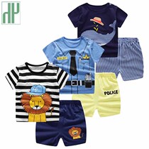 Newborn Baby boy summer clothes Cartoon striped shirt