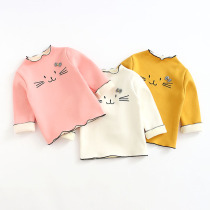 Female baby plus velvet base shirt baby autumn winter coat 2019 new female childrens winter clothes T-shirt childrens clothing