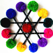 Colorful flower stick old Beijing flower stick sports supplies middle-aged and elderly fitness children students wool flower head flower stick