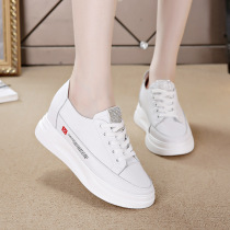 ins tide white shoes womens 2021 new spring joker inside height-increasing womens shoes genuine leather thick-soled casual wedge shoes