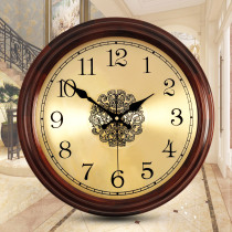 Wall clock Living room round clock European household quartz clock Solid wood household fashion wall hanging light luxury fashion large hanging watch