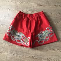 Cloud decoration totem 2021 original ethnic style womens handmade embroidery plate Golden lion rolling hydrangea casual shorts wide-legged pants