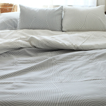 Castle Garden thickened Xinjiang cotton AB version four-piece set quilt cover sheets pillowcase Zen water wheel gray sand