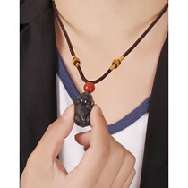 One stone natural ice obsidian obsidian couple necklace crystal jewelry gift for men and women