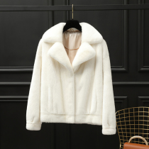 2021 Winter new Hainen fur import Goose Down Ferret Fur Coat With Short water mink fur Fur Coats Women Whole Mink