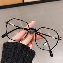 Blue-proof radiation myopia glasses female trendscape mesh red black frame color and thin eye eye eye eye shield flat mirror