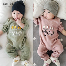 British Next Red Infantil Spring Autumn Baby Jumpsuit Long Sleeve Pure Cotton Wrap Ankle Clothes Baby Harness Outwear