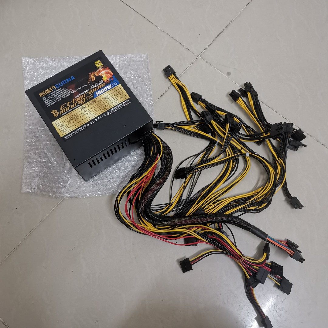 Angry Ruima chain Force 1800W graphics card power multi-channel mute 6 Card 8 card power B85 platform 3060ti 3070