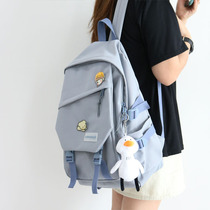 Pure-colored schoolbag female Han Yuanjin ulzzang middle school student backpack large capacity campus lump sum ins double shoulder bag female