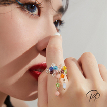 PP Ornament Pure Handmade Butterfly Knot Jewel Acrylic Strings Pearl Ring Female Fashion Personality Small CrowdDesign Sensation Ring
