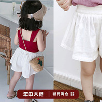 Girl White Short Skirt Casual Shorts Cotton Numb outside wearing baby 100 Lap Thin style Ocean Fashion Summer Pants