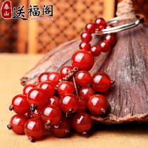 Red Manau key button male and female car key pendant creative crystal key chain key buckle