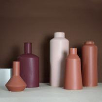 Modern minimalist living room orange-red ceramic dry flower matte vase floral home decorations creative ornaments