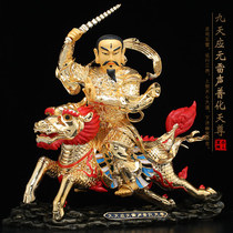 Taiwan gilded pure bronze Leizu god statue Nine Heavens YingYuan Thunder Puhua Tianzun Nine Heavens Lei Zu Emperor Lei Zun ornaments