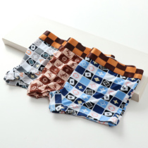 Discontinued Clear Cabin 3 Bars Summer Thin Section Ice Silk Printed Flat Corner Pants Les Handsome T Ice And Breathable Pure Cotton Antibacterial Four Corners