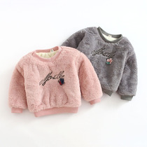 Baby plus velvet padded sweater female winter 0-1-2-3 years old children Korean version of clothes baby warm foreign coat