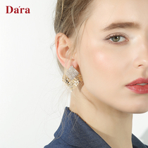 925 silver needle Diamond advanced sense French Net red earrings women 2021 New Tide summer ear clip temperament earrings