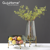 Light luxury glass vase fruit plate ornaments modern home living room Model Room soft decoration creative decoration