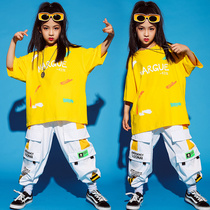 Childrens street dance tide clothing childrens hip-hop jazz dance performance clothing men and women hiphop small Daisy loose T-shirt suit
