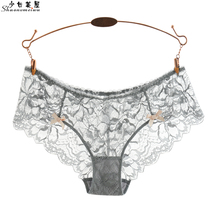 Women's Sexy Lace Ultra Thin Underwear Seamless Medium Waist Gray Large Confused Underwear Shorts 2022 Pure Lust Transparent