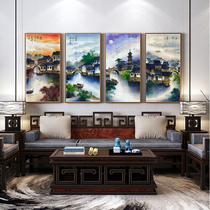 ABV cross stitch new cotton precision printing four Chinese style full embroidery scenery Jiangnan water town Yi Jiangnan