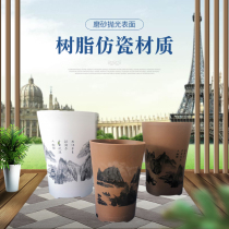 Living room floor flower pot special large number high cylinder resin thickened plastic imitation ceramic large potted bonsai seed tree swing piece