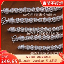 Golden Six Fu 999 Pure Silver Dragon Head Necklace Mens Fashion Bully Chain Foot Silver Tide Male Necklace Silver Accessories Coarse