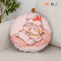 Cartoon cute fat hamster Q version hand-painted pattern round pillow customized sofa bay window cushion futon cushion