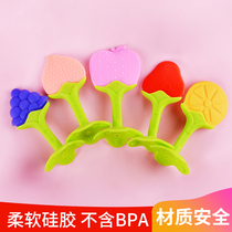  Baby teether molar stick Baby strawberry can be boiled Childrens toy hand grasping ball Silicone tooth bite glue non-toxic boiled