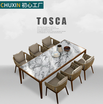 Outdoor teak rattan choreography table and chairs garden terrace casual balcony outdoor cafeterias Nordic chairs combined bar chair