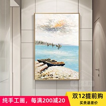 Pure hand-painted oil painting handmade painting landscape seascape sailing mural corridor Porch restaurant single hanging painting modern simplicity