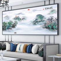 Rich Spring Mountain Gutu Cross Embroidered 2022 New Chinese Line Embroidered Living Room 2021 Modern Scenery Landscape Water Flowing Water Raw Money