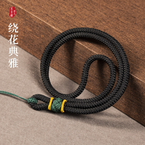 Jade jade Jade gold Buddha brand pendant necklace pendant rope men and women braided fixed pullover to adjust the thickness of the halter