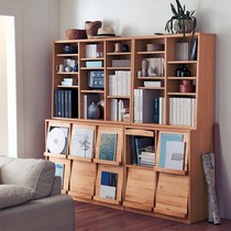 Solid Wood Japanese bookcase storage cabinet bookshelf modern simple bookcase combination display cabinet cabinet storage grid cabinet