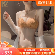 Small chest gathering underwear women without steel ring on the collection of auxiliary milk adjustable non-marking bra sexy lace bra set