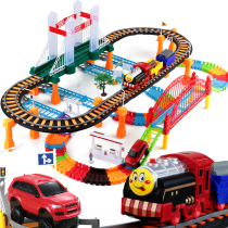 Shaking sound with the same electric rail car small train set childrens toy car boy puzzle force kindergarten gift