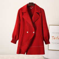 Zqqz double-sided wool coat women's long 2021 new high-grade slim 100% wool coat 8030