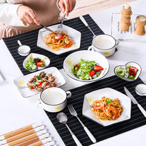  Nordic couple Western European steak plate full set of tableware set creative steak knife and fork Ceramic household breakfast plate