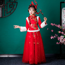 Girls Chinese style super-thick high-end Chinese New Year Hanfu skirt childrens ancient long sleeve Tang suit winter
