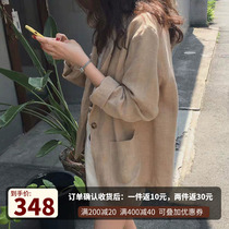  Cotton and linen small suit jacket womens 2021 summer new Korean loose casual chic linen thin suit retro